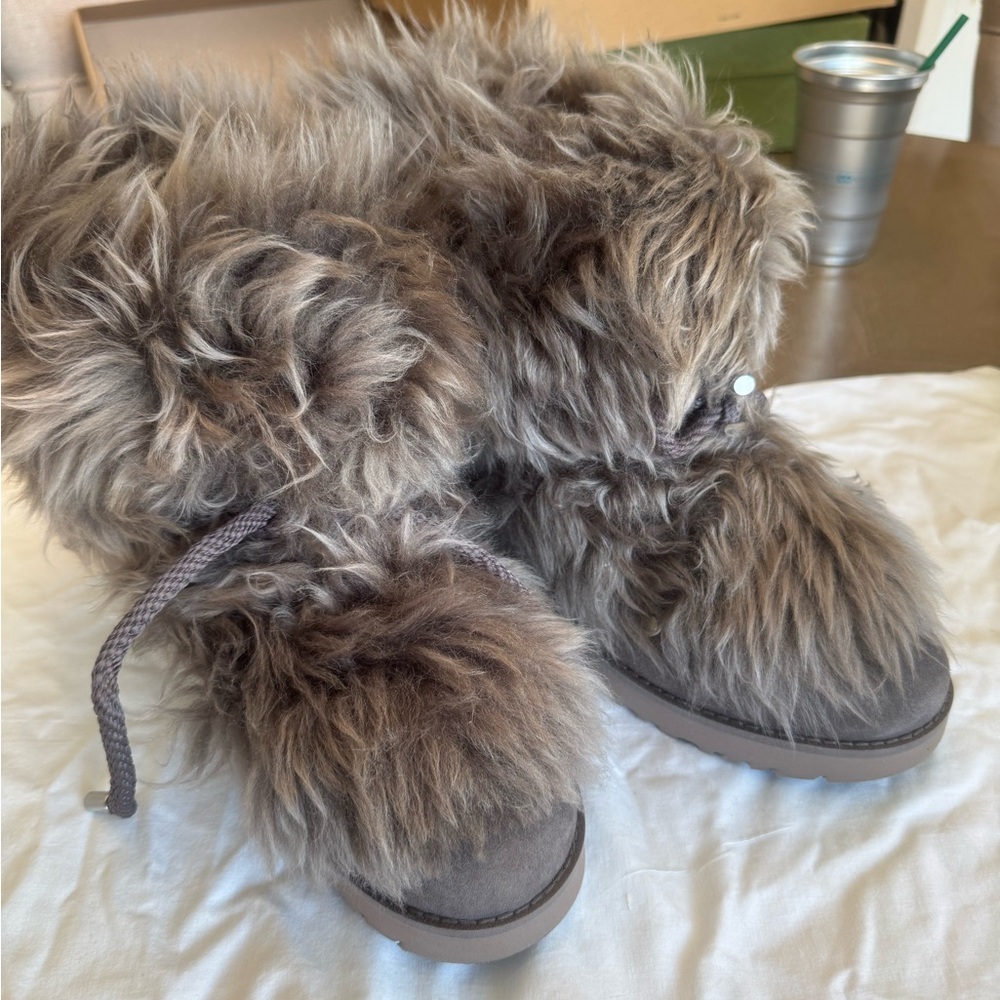 UGG Gray Winter Boots with Plush Fur